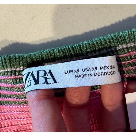 Zara Women’s Size XS Colorful Striped Cropped Bustier Top Linen Blend Resort - Picture 4 of 6